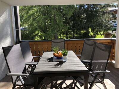 Sonnenterrasse in der Ferienwohnung Top 4 im Appartement Schwab Ski-In & Ski-Out in Schladming Rohrmoos an der Piste der 4-Berge-Skischaukel